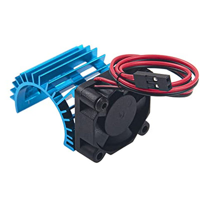 ShareGoo Aluminum 380 390 Motor Heatsink with Cooling Fan Electric Engine Heat Sink Compatible with HSP HPI Wltoys Himoto Redcat 1/16 1/18 RC Car (Blue) - style: Blue