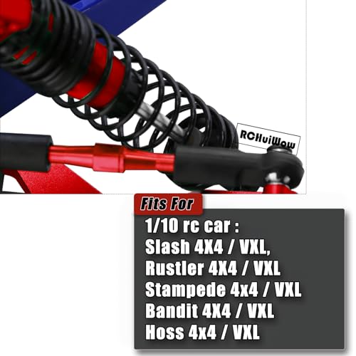 RC Shocks & Adjustable Turnbuckles Upgrades Part for 1/10 Slash Stampede Rustler Bandit VXL 4X4,Aluminum Front Rear 4PCS Shocks Absorber & 7PCS Turnbuckles Camber Link,Red
