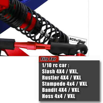 RC Shocks & Adjustable Turnbuckles Upgrades Part for 1/10 Slash Stampede Rustler Bandit VXL 4X4,Aluminum Front Rear 4PCS Shocks Absorber & 7PCS Turnbuckles Camber Link,Red