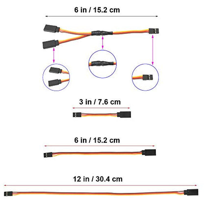 GTIWUNG 16PCS JR Style Servo Extension Cables RC Y Y Harness Servo Splitter