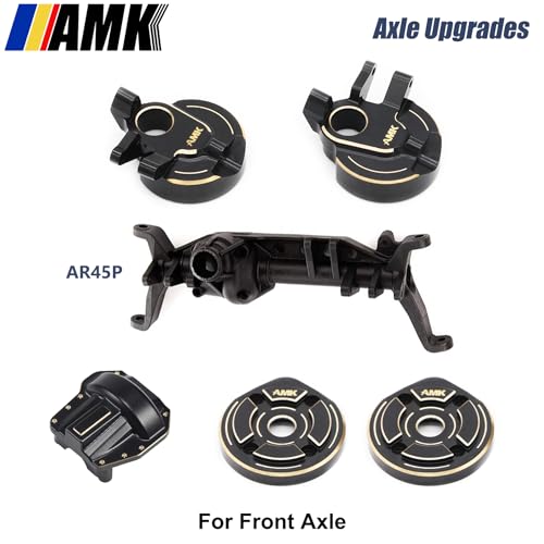 AMK SCX10 III Brass Kit 676g Metal Bumper Front Rear Set Diff Cover Front Rear Axle Housing Portal Steering Knuckle Caps for 1/10 RC Crawler Axial SCX10 Upgrades AR45P