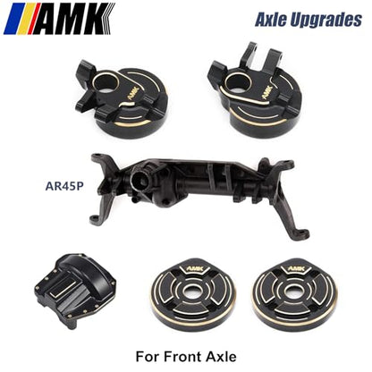 AMK SCX10 III Brass Kit 676g Metal Bumper Front Rear Set Diff Cover Front Rear Axle Housing Portal Steering Knuckle Caps for 1/10 RC Crawler Axial SCX10 Upgrades AR45P