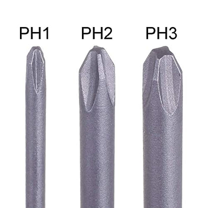 Rocaris 12 Pack 1/4 Inch Hex Shank Long Magnetic Screwdriver Bits Set | 4in Power Tools (Slotted+Cross Head) - size: 12Pcs(Slotted+Cross)