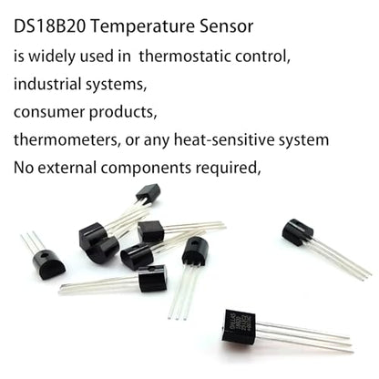 10Pcs DS18B20 Digital Temp Sensor, 3-Pin Direct Plug, DS18B20 Temperature Sensor Digital Thermometer -55°C to 125°C, Temperature Sensor Temperature Acquisition TO-92, - style: 10Pcs DS18B20 Digital Temp Sensor,
