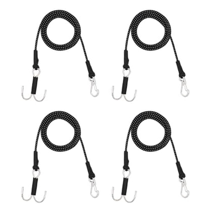 AMK 4Pcs 28in 1/10 Scale Elastic RC Crawler Tow Ropes with Hook Kinetic Winch Straps for Axial SCX10 Accessries TRX6 TRX4 Upgrades Gen7 Gen8 Tamiya D90 TF3 RC Car Boat (Black) - color: Black