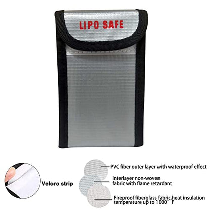 4PCS 90 * 55 * 140mm Lipo Battery Safe Bag Fireproof Charging Bag for RC Lipo Battery Pack Storage Charging Transport, Home Office Travel Lipo Safe Storage Pouch - size: 90x55x140mm (4 pcs)