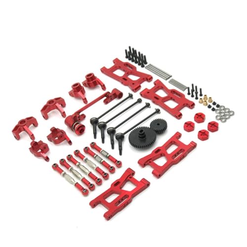 Amagogo Industrial Vehicle RC Car Parts Set with Aluminum Control Arms Link Rods Differential Gears Bearings Hardware for Handling Stability Maintenance Suitable for WLtoys 1/1, Red - color: Red