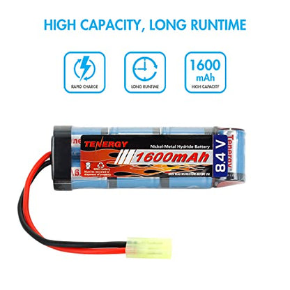 Tenergy 8.4V NiMH Flat Battery Pack w/Mini Tamiya Connector High Capacity 1600mAh Battery