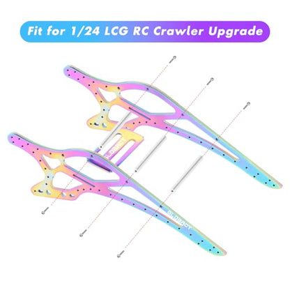 GLOBACT Titanium SCX24 LCG Chassis Frame Kit for SCX24 | with Brass Skid Plate, Stainless Steel Driveshaft, Aluminum Links, Hanger Beam, 1/24 RC Crawler Upgrade