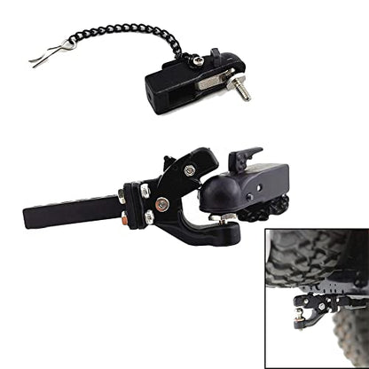 Metal Hitch Trailer Hook Ball Buckle Simulation Link Component Suitable for Scx10 90046 Traxxas Trx4 110 RC Car, Trailer Tow Hitch Tow Hook Drop (Hook + Coupler), Black