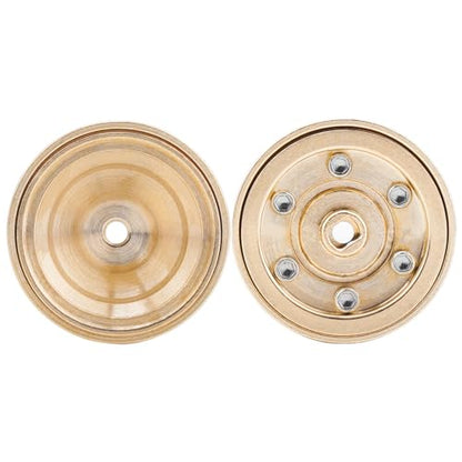 DJX 4PCS 17g Brass 0.7 inch Beadlock Wheels SCX30 Wheel Rim Hub for 1/30 Axial SCX30 RC Crawler Car Upgrades Parts (Gold) - color: Gold