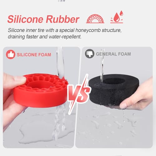 HobbyPark 1.0 Tires Silicone Inserts Foam fit 62-64mm*24mm for 1/18 1/24 Scale RC Crawler Trucks, Super Soft, 4pcs (Red) - color: Red (Large)
