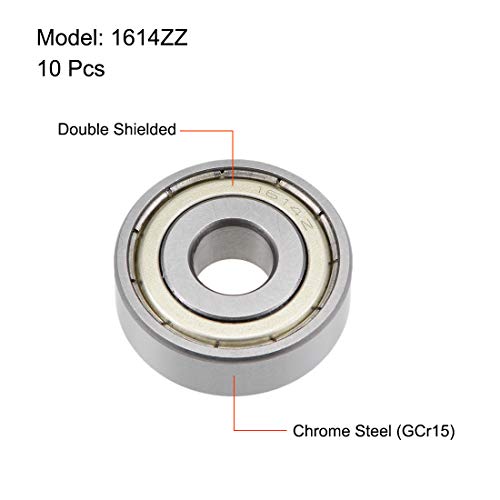 uxcell 1614ZZ Deep Groove Ball Bearing 3/8-inchx1-1/8-inchx3/8-inch Shielded Z2 Lever Bearings 10pcs - size: 3/8"x1-1/8"x3/8"