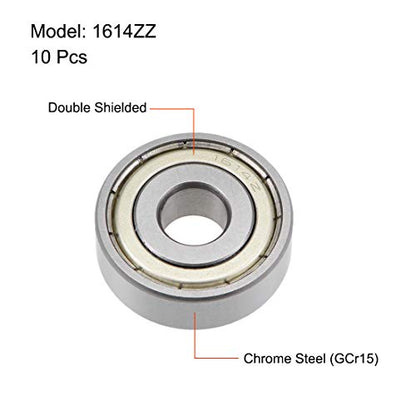 uxcell 1614ZZ Deep Groove Ball Bearing 3/8-inchx1-1/8-inchx3/8-inch Shielded Z2 Lever Bearings 10pcs - size: 3/8"x1-1/8"x3/8"