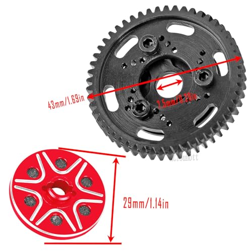 RCMYou RC 52T Slipper Clutch (0.8Mod) Transmission Gears Spur Gear Upgrades Part for 1/10 Slash 2wd VXL/Rustler 2wd VXL/Stampede 2wd VXL/Bandit 2wd VXL,Red - color: Red - (Upgrades)