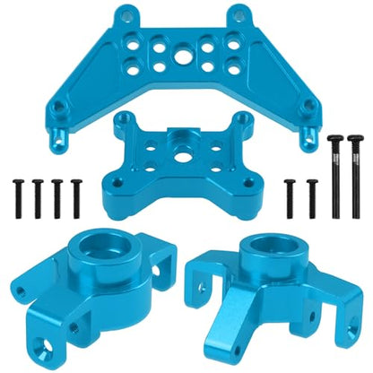 ShareGoo Aluminum Front Rear Swing Arm & Steering Knuckle Kit & Shock Absorbers & Shock Tower Mount Compatible with 1/14 MJX Hyper Go 14301 14302 RC Upgrade Parts (Blue) - color: Blue