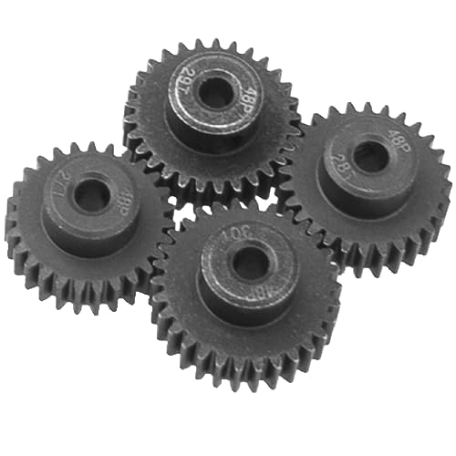Steel 48 Pitch Pinion Gear Set 3.175mm Shaft 27T 28T 29T 30T Motor Gears Compatible with Tamiya Kyosho RedCat Losi Axial Traxxas 1/10 RC Car