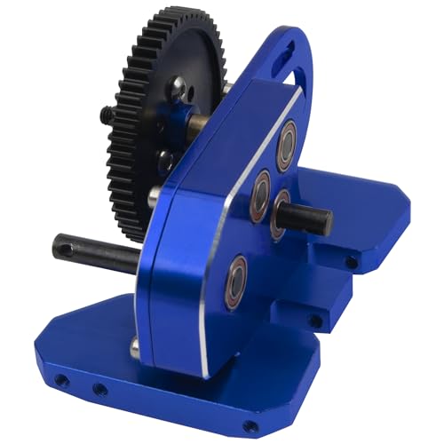 ShareGoo Aluminum 2Low Gearbox Middle Transmission w/Overdrive Gear for LCG Chassis Compatible with Axial SCX10 II III 90046 Capra TRX4 1/10 RC Crawler (Blue) - color: Blue