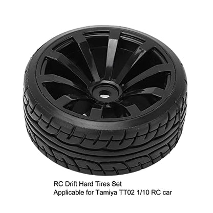 1/10 RC Drift Car Tires Hard Rubber Tyre Set for TT02 RC On Road Drifting Car Black 4PCS 62mm Diameter 26mm Width 12mm Hex
