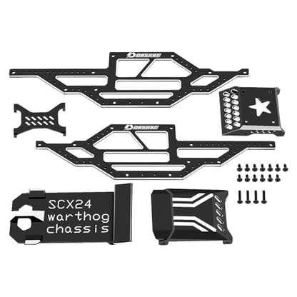 SCX24 Warthog LCG Chassis Kit, Aluminum Roll Cage Frame | 1/24 RC Crawler Buggy Scale Appearance Chassis, Compatible with Gladiator Bronco C10 JLU Models Custom Builds Upgrades - color: Black, size: with Lettering