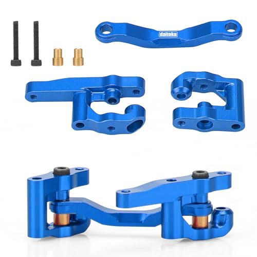daitoku RC Steering Set Aluminum Upgrade Parts Steering Assembly for 1/18 Arrma Granite Typhon GROM 1/16 Mojave GROM 1/12 Losi Nascar RC Car (Blue) - color: Blue