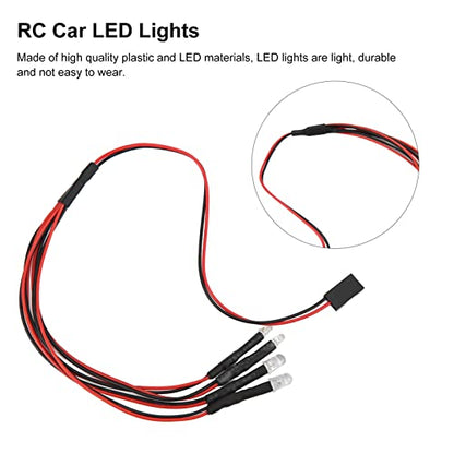 RC Car LED Lights, 4 LEDs LED Light Headlights Taillight Kit Accessories with 2 White 2 Red for Axial AXIAL SCX24 1/24 Remote Control Car