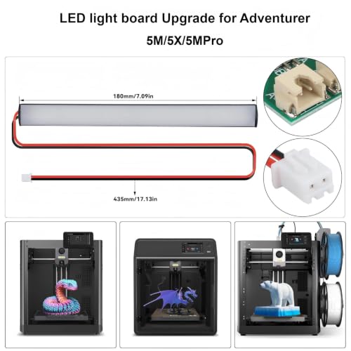 Upgrade LED-Light Kit for Flashforge Adventurer-5X5M 3D-Printing: 2pcs Magnetci 24V 42 LED Light Bar with Soft Diffuser Plug and Play Installation 3D Printer Parts