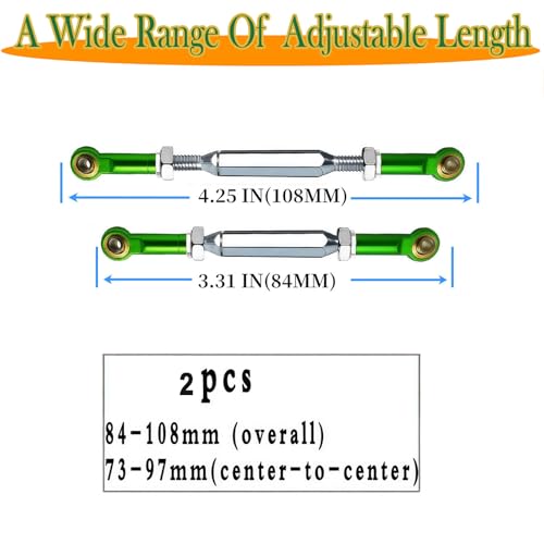Stainless Steel Turnbuckles for Slash 2wd,88-108mm Tie Rods,Dark Green | 2PCS Adjustable Camber Links Compatible with /10 Traxxas Slash,Rustler 2WD VXL,Stampede,Hoss 4X4 RC Car Hops Up Parts - color: Dark Green