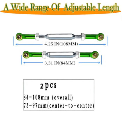 Stainless Steel Turnbuckles for Slash 2wd,88-108mm Tie Rods,Dark Green | 2PCS Adjustable Camber Links Compatible with /10 Traxxas Slash,Rustler 2WD VXL,Stampede,Hoss 4X4 RC Car Hops Up Parts - color: Dark Green