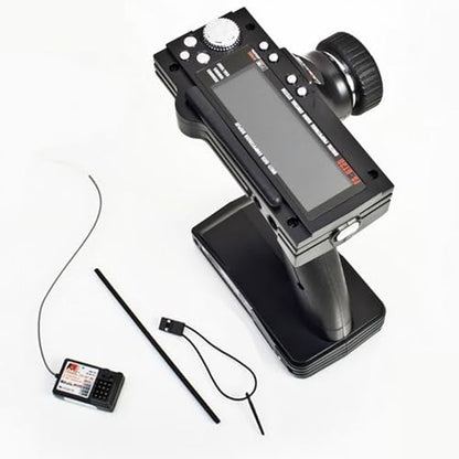 FS-GT3B 2.4GHz 3 Channel RC Transmitter with FS-GR3E Receiver, AFHDS Digital Proportional Radio Control System for RC Cars, Trucks, Boats