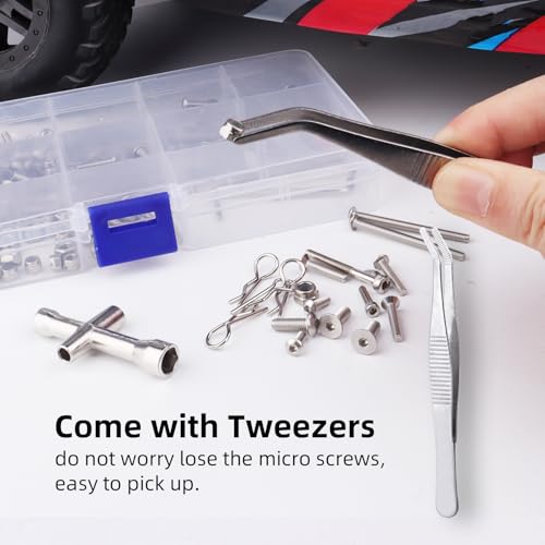 286pcs RC Screw Kit M2.5 M3 M4 Hex Screws Washers Lock Nuts Body Clips Wheel Pins Cross Wrench Hardware Fastener for 1/10 Traxxas Slash 4x4 2WD