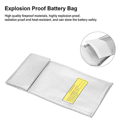 Lithium Battery Fireproof Explosion Proof Bag, 2PCS Storage Guard Safe Pouch Fire Retardant Lipo Bags for Airplane Model Battery