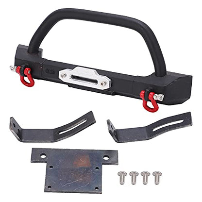 RC Rock Car Metal Front Bumper Heavy Duty Upgrade Parts for SCX10 90046 90047 1/10 RC Crawler Black Steel Aluminum 141x57mm 260g