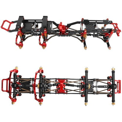 LCG 6x6 8×8 Carbon Fiber Chassis Frame with Metal Axles for 1/24 RC Crawler Car Axial SCX24 Refit Kit (8x8 red) - color: 8x8 Red