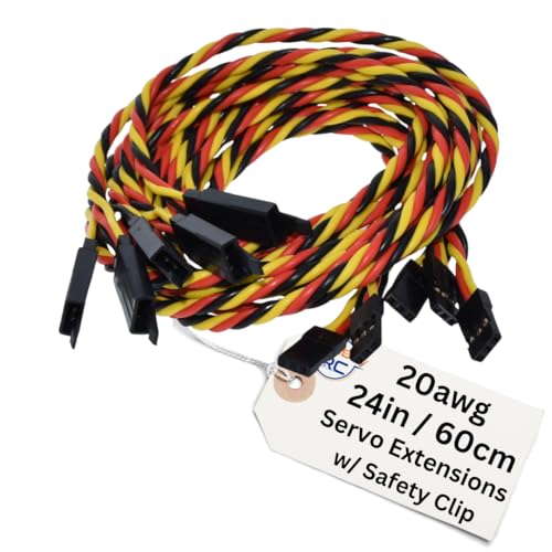 20awg Servo Extension Wire w/Safety Clip - 100 Strands for RC Vehicles, Drones, E-Bikes - 8 Lengths / 5 Wires per Pack (60CM / 24in) - style: 60CM / 24in