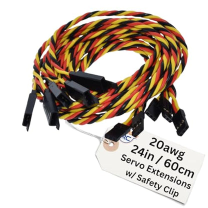 20awg Servo Extension Wire w/Safety Clip - 100 Strands for RC Vehicles, Drones, E-Bikes - 8 Lengths / 5 Wires per Pack (60CM / 24in) - style: 60CM / 24in