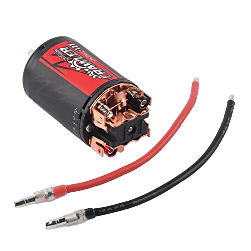 550 Brushed Motor High Power 5Slot RC Car Upgrade Part with Superior Heat Dissipation for 1/10 Scale RC Crawler Vehicle Black Red Metal Plastic Construction 215 Grams (12T) - size: 12T