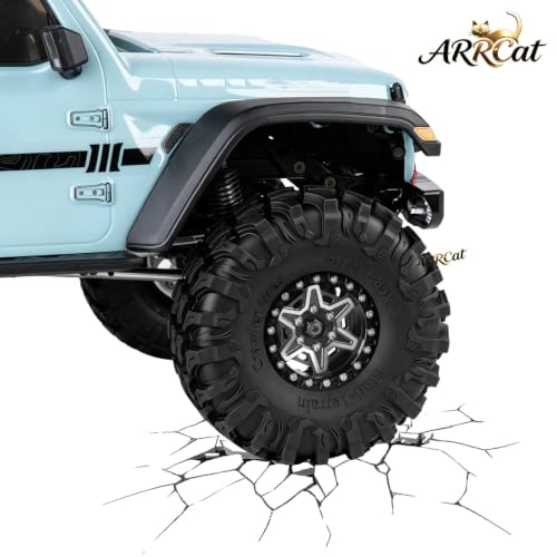 1.9 Beadlock Wheels Tires for 1/10 TRX4 TRX6 SCX10 SCX10 II 90046 SCX10 III AXI03007 SCX10 Pro Gen7/8 D90 VS4-10 MST CFX RC Crawler Car,RC Aluminium 1.9 Heavy Duty Rims and Rubber Tires,Black