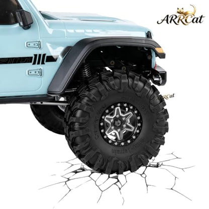 1.9 Beadlock Wheels Tires for 1/10 TRX4 TRX6 SCX10 SCX10 II 90046 SCX10 III AXI03007 SCX10 Pro Gen7/8 D90 VS4-10 MST CFX RC Crawler Car,RC Aluminium 1.9 Heavy Duty Rims and Rubber Tires,Black