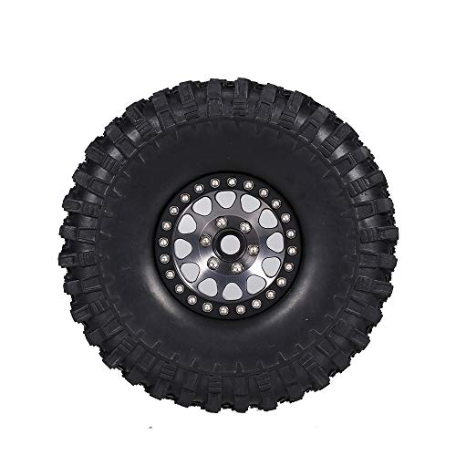 GoolRC 4PCS 1.9 Inch RC Crawler Rubber Tires with Metal Rim Replacement for 1/10 RC Rock Crawler Traxxas TRX-4 TRX-6 Axial Scx10 90046 RC4WD RC Car Parts (Titanium) - color: Titanium