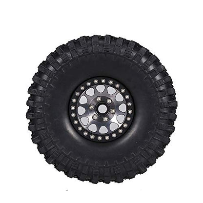 GoolRC 4PCS 1.9 Inch RC Crawler Rubber Tires with Metal Rim Replacement for 1/10 RC Rock Crawler Traxxas TRX-4 TRX-6 Axial Scx10 90046 RC4WD RC Car Parts (Titanium) - color: Titanium