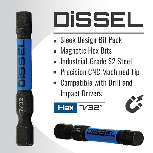 7/32 Hex Bit Set - SAE Magnetic 7/32 Allen Wrench, Durable S2 Steel Hex Driver for Bike, Furniture & RC Repairs (6pc). Impact Grade Allen Bits Designed for Precision and Durability. - size: 7/32", style: SAE