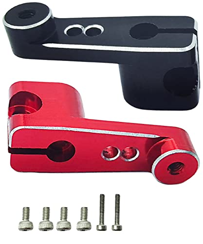 VICRAZZE Servo Horn Aluminum Servo Arm for Axial SCX24 (fit for Stock Servo) for 90081 1/24 RC Car servo AS-1 AXI31619 Black+Red(2pcs)