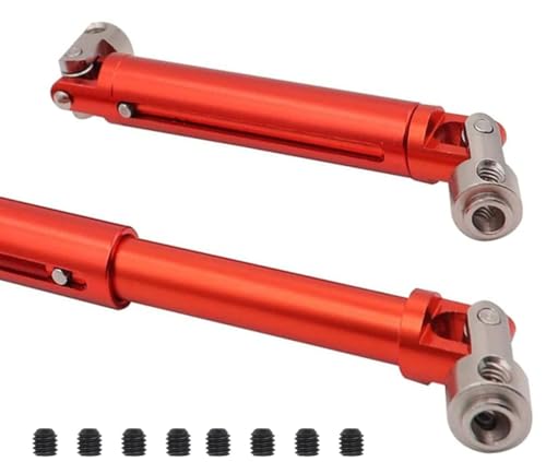 Aluminium Alloy 105-150MM Universal Drive Shaft for 1/10 Redcat Gen7 GEN8 Axial SCX10 SCX10-II/Pro D90 Axial SMT10 RC Crawler Upgrade Parts 2PCS/Set(Red)
