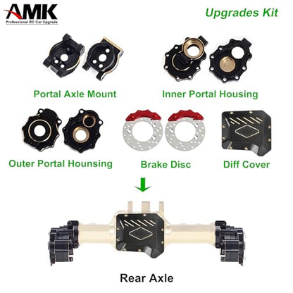 268g AMK TRX4 Brass Kit Black Coating Diff Cover C-Hub TRX6 Portal Housing Steering Knuckles Front Axle Weights with Brake Disc for 1/10 RC Crawler TRX4 Upgrades (Front) - color: Front