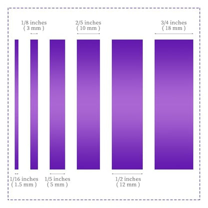 6 Rolls Fine Line Tape 1/16, 1/8, 1/5, 2/5, 1/2, 3/4 Inch x 55 Yard Fineline Masking Tape Painter Adhesive Automotive for DIY Car Auto Paint (Purple, Mixed Sizes) - color: Purple, size: Mixed Sizes