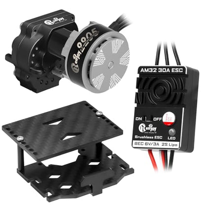 2205 2200KV Brushless Outrunner Motor with Mount & Gearbox Transmission and 30A Brushless ESC Electric Speed Controller & Battery Tray for TRX4M 1/18 Remote Control Crawler Upgrade (Black) - color: Black