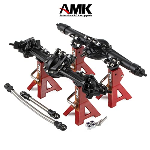 Aluminum Front & Rear Axles CNC Complete Axle Set for 1/10 RC Crawler Car Axial SCX10 II RGT 86100 Redcat GEN8 Element Enduro CC01 (Black Front Rear Axle) - color: Black Front Rear Axle