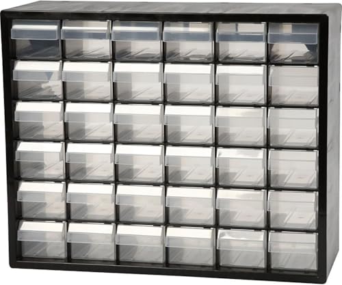 Raaco Plastic Storage Cabinet, 36-Drawer (PC36) - Impact Proof Plastic | 36-Drawer Black Organizer, Impact Proof Plastic Drawer, Small Parts, Screws, Nuts & Bolts, Crafts, Makeup & Toy Storage - set - size: Plastic-36D, style: Plastic Cabinets