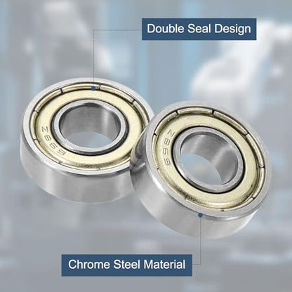 uxcell 4 Pack 698ZZ Deep Groove Ball Bearings, 8x19x6mm Chrome Steel Double Shield Bearing for Electric Motor, Home Appliances, Garden Machinery, (ABEC5) - size: 698ZZ